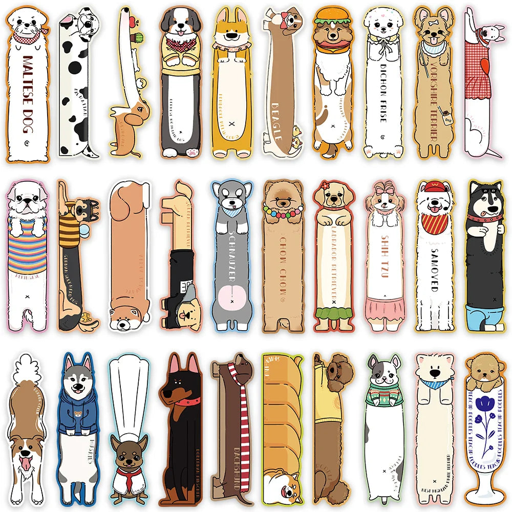 30pcs Cute Cartoon Animals Dogs Paper Bookmarks DIY Library Office Books Page Markings Students Readers Page Markers Gift
