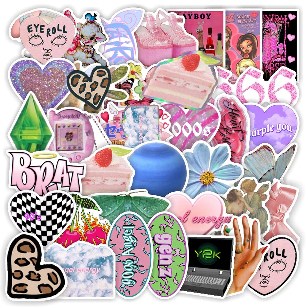 Vintage Leopard Love Stickers Pack - Aesthetic DIY Decals for Motorcycle, Suitcase, Luggage, Skateboard, Car, Kids Toy