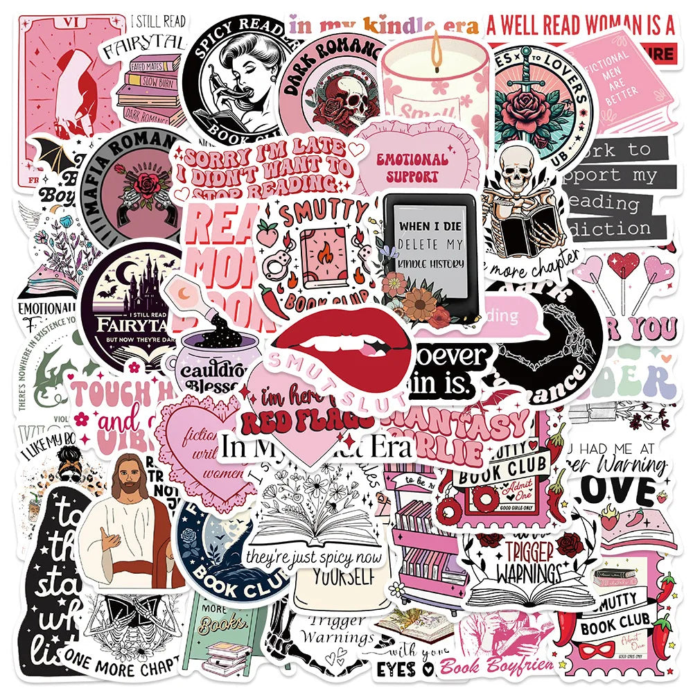 50Pcs Bookish Reading Stickers Waterproof Decals