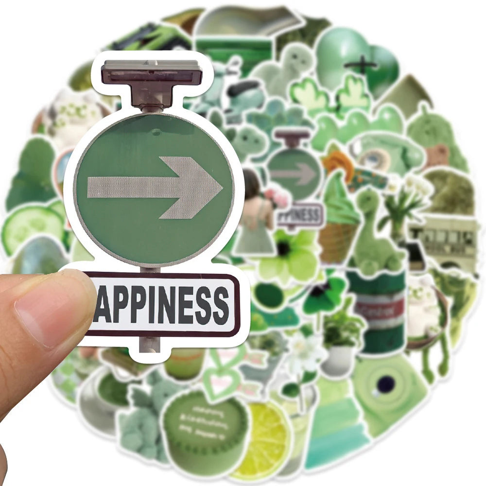 10/30/60PCS Ins Style Green Cartoon Cute VSCO Stickers Aesthetic Luggage Skateboard Phone Guitar Graffiti Sticker For Girls Kids