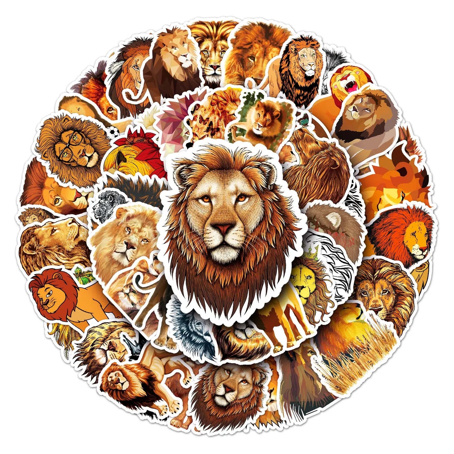 50Pcs Lion Cartoon Waterproof Vinyl Stickers for Skateboard Snowboard