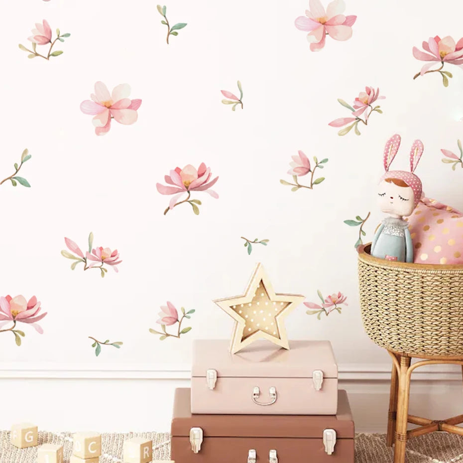 Boho Flower Botanical Wall Decals Vinyl Stickers for Nursery Kids Room Decor