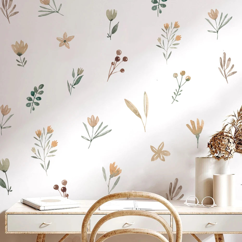 Boho Floral Wall Stickers for Kids Rooms and Living Room Decor