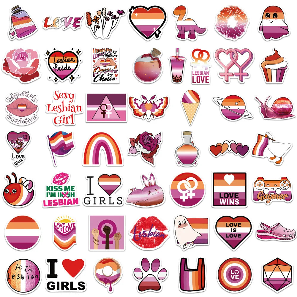 10/30/50PCS Purple Lesbian Graffiti Stickers Cartoon Decal Skateboard Laptop Motorcycle Luggage Phone Bike Waterproof Sticker