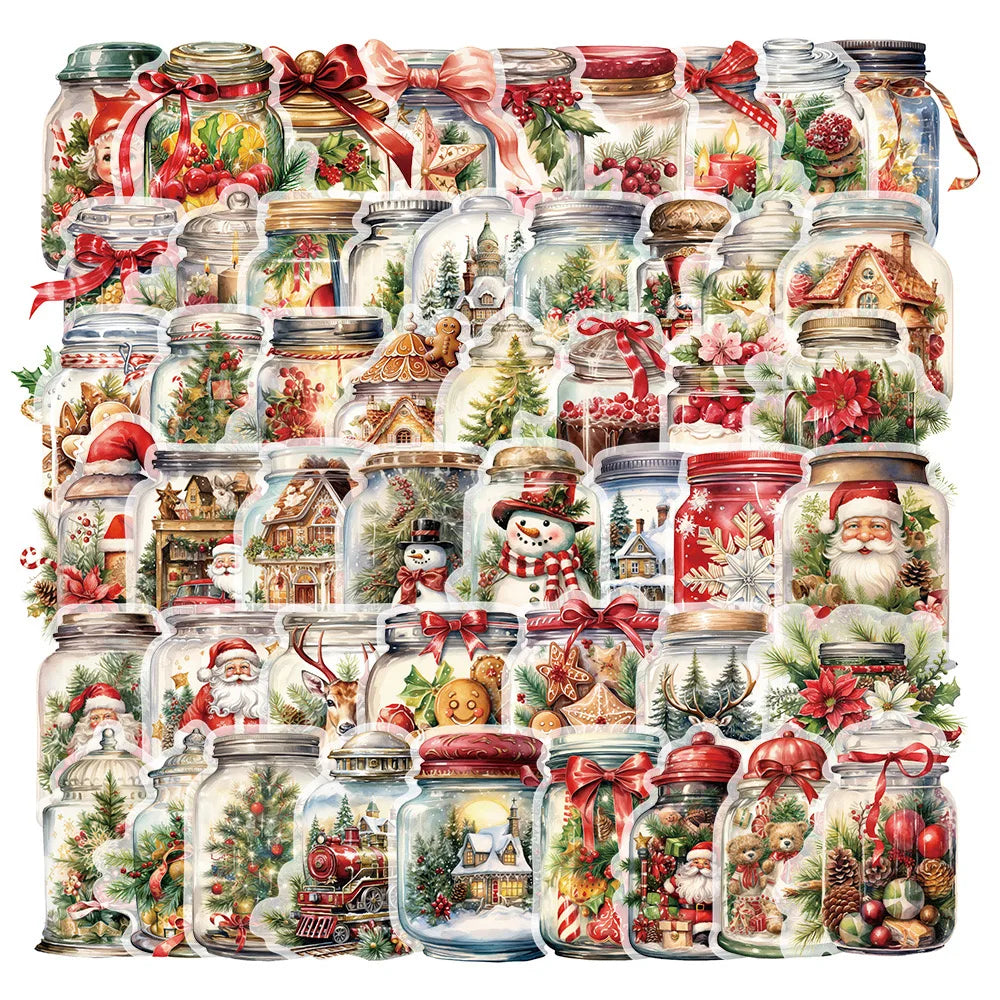 10/50PCS Cute Christmas New Year Wishing Bottle Santa Claus Stickers Cute Decoration Decals DIY Laptop Phone Luggage Kids Gift