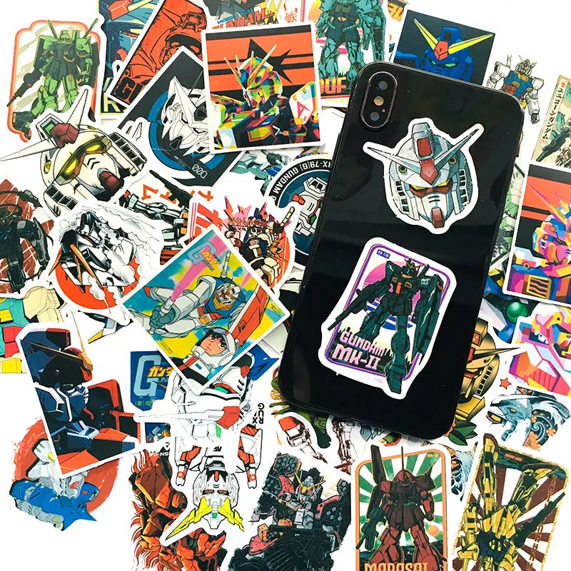 50PCS GUNDAM Stickers for Suitcase, Water Cup, Phone, Car, Laptop, Scooter, Refrigerator