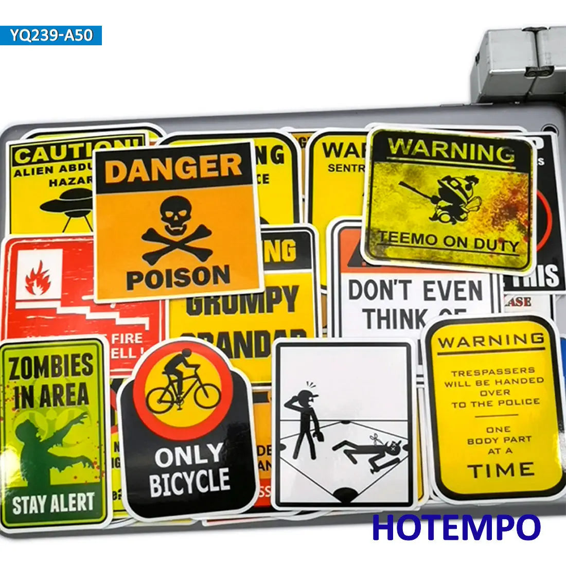 50Pieces Traffic Warning Sign Spoof Funny Stickers for DIY Phone Luggage Scrapbook Skateboard Bike Motorcycle Car Laptop Sticker