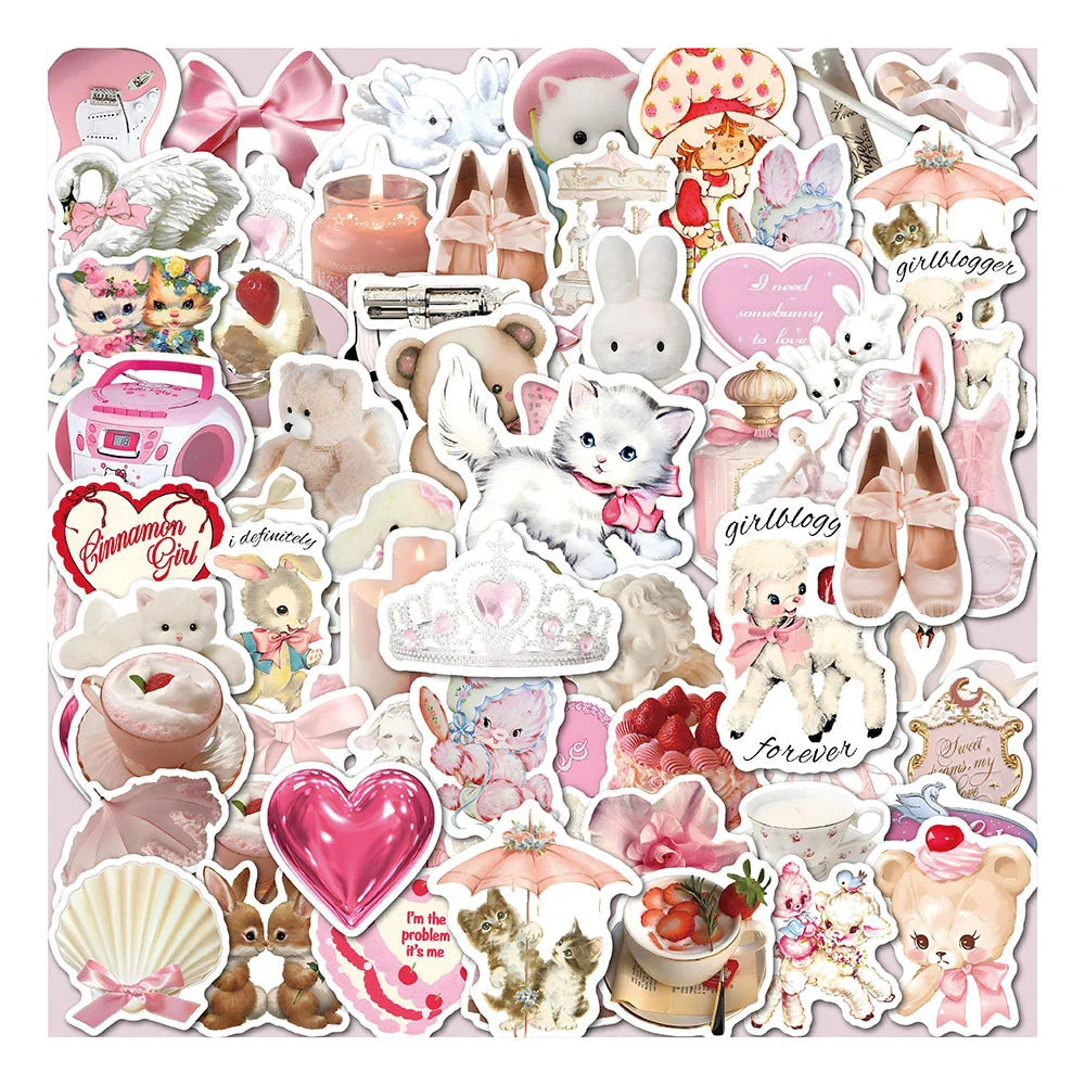 Kawaii Pink Cartoon Stickers Cute Decals for Suitcase Fridge Phone Laptop Car