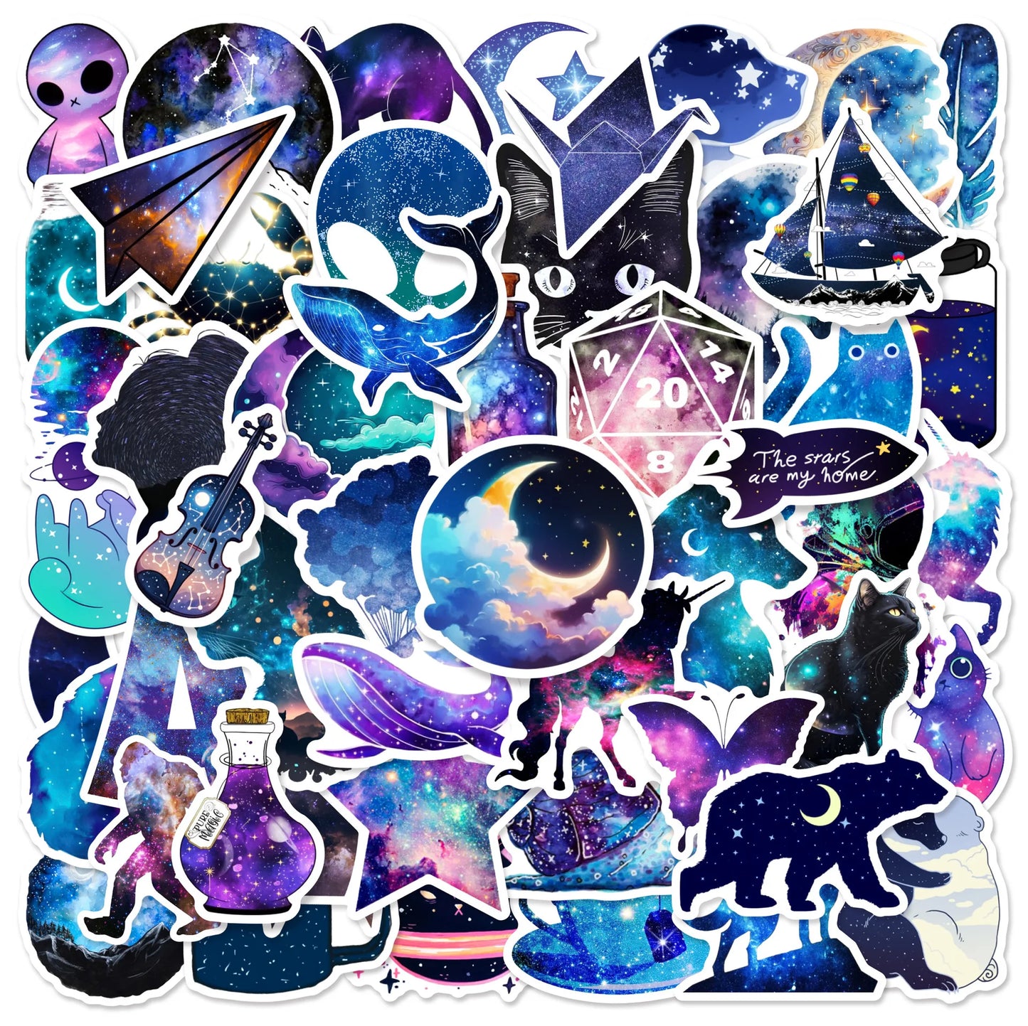 50pcs Starry Sky Graffiti Stickers for Helmet, Wall, Desktop Decoration Wholesale