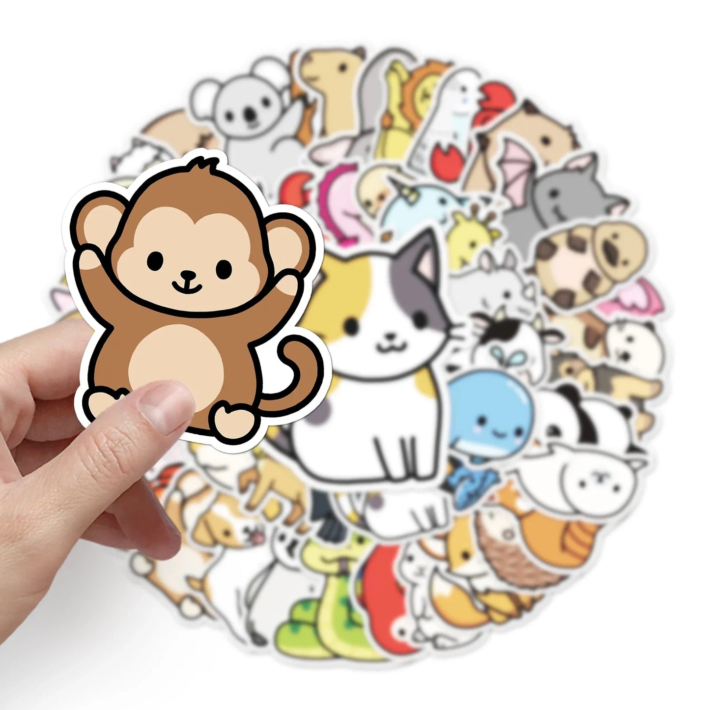 50Pcs Cute Animal Cartoon Waterproof Vinyl Stickers for Skateboard Snowboard