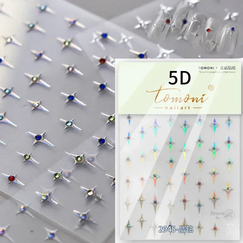 5D Rhinestone Pearl Nail Art Stickers 3D Manicure Decals