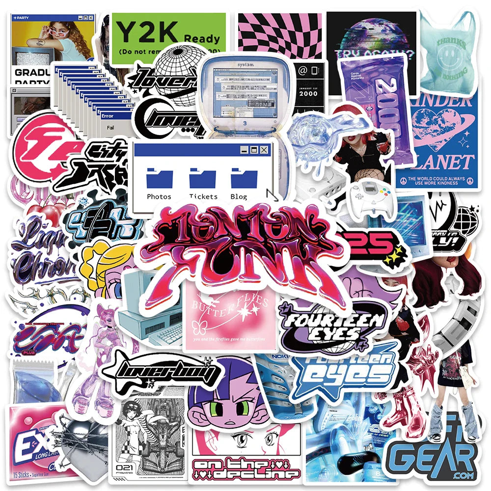 53PCS Y2K VSCO Aesthetic Stickers Vintage Cute Decals for Laptop, Diary, Motorcycle, Scrapbook