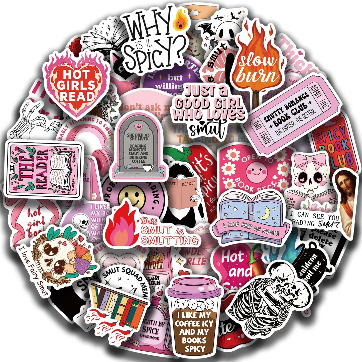 50 Cute Pink Romance Book Stickers for Laptop & Diary