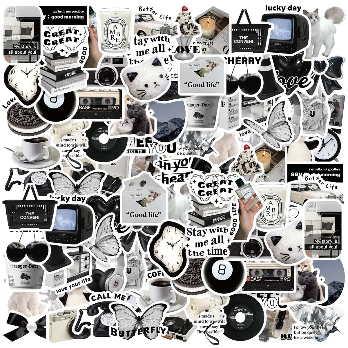 Etori Life 50pcs Cartoon Cute Exquisit Literary Objects Student DIY Laptops, Scrapbooks,Stationery Decoration Stickers