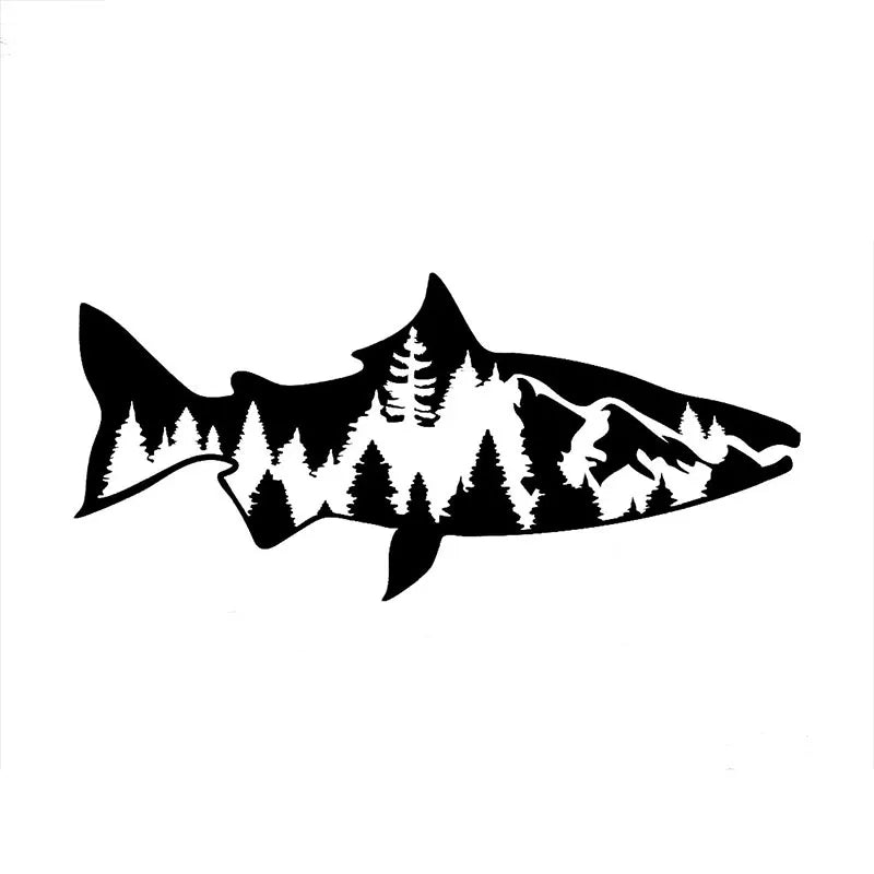 Fishing Mountain Car Laptop Vinyl Decal Sticker