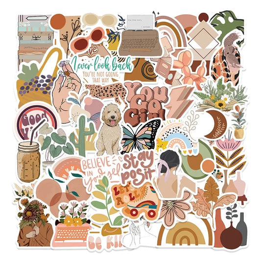 Boho PVC Stickers: Colorful Korean Stationery (10/30/50PCS)