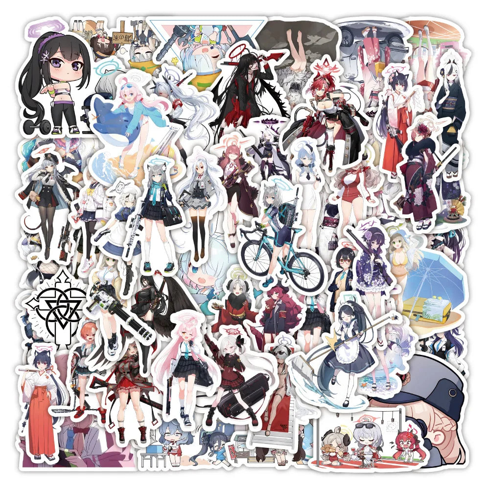 50Pcs Blue Archive Game Stickers for Laptop, Guitar, Luggage, Scrapbook, PlayStation