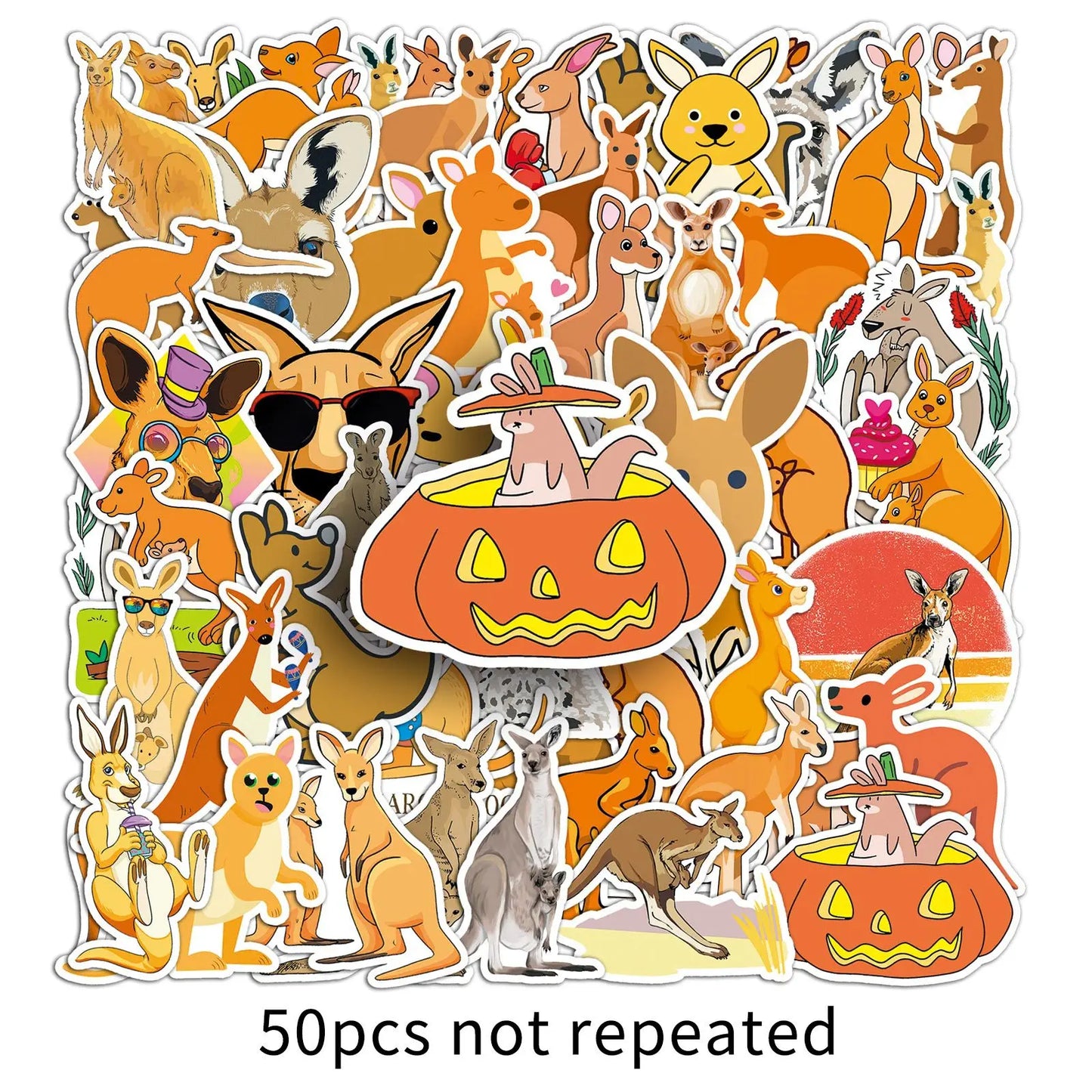 50Pcs Cute Kangaroo Graffiti Stickers for Helmet, Wall, DIY Decor