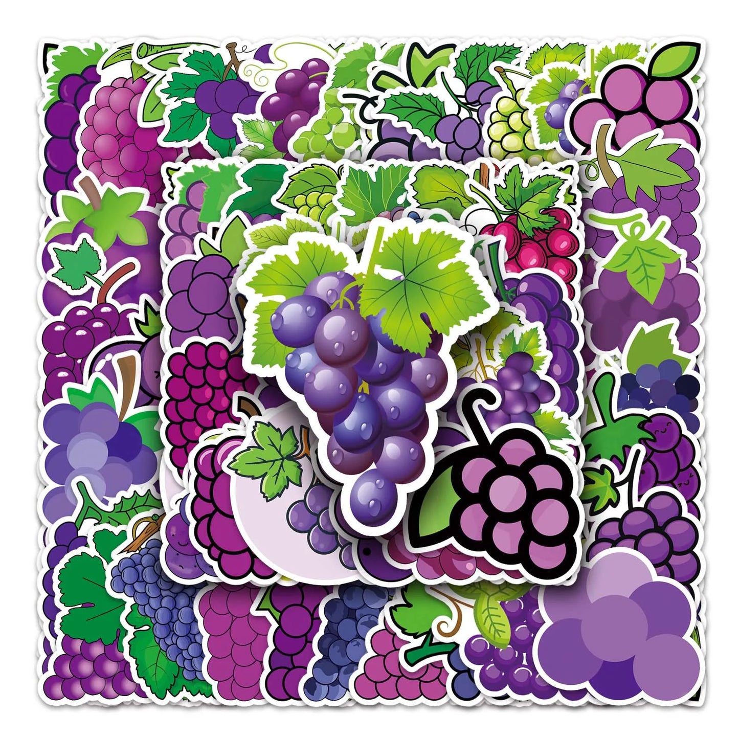 50Pcs Grape Cartoon Waterproof Vinyl Stickers for Skateboard Snowboard