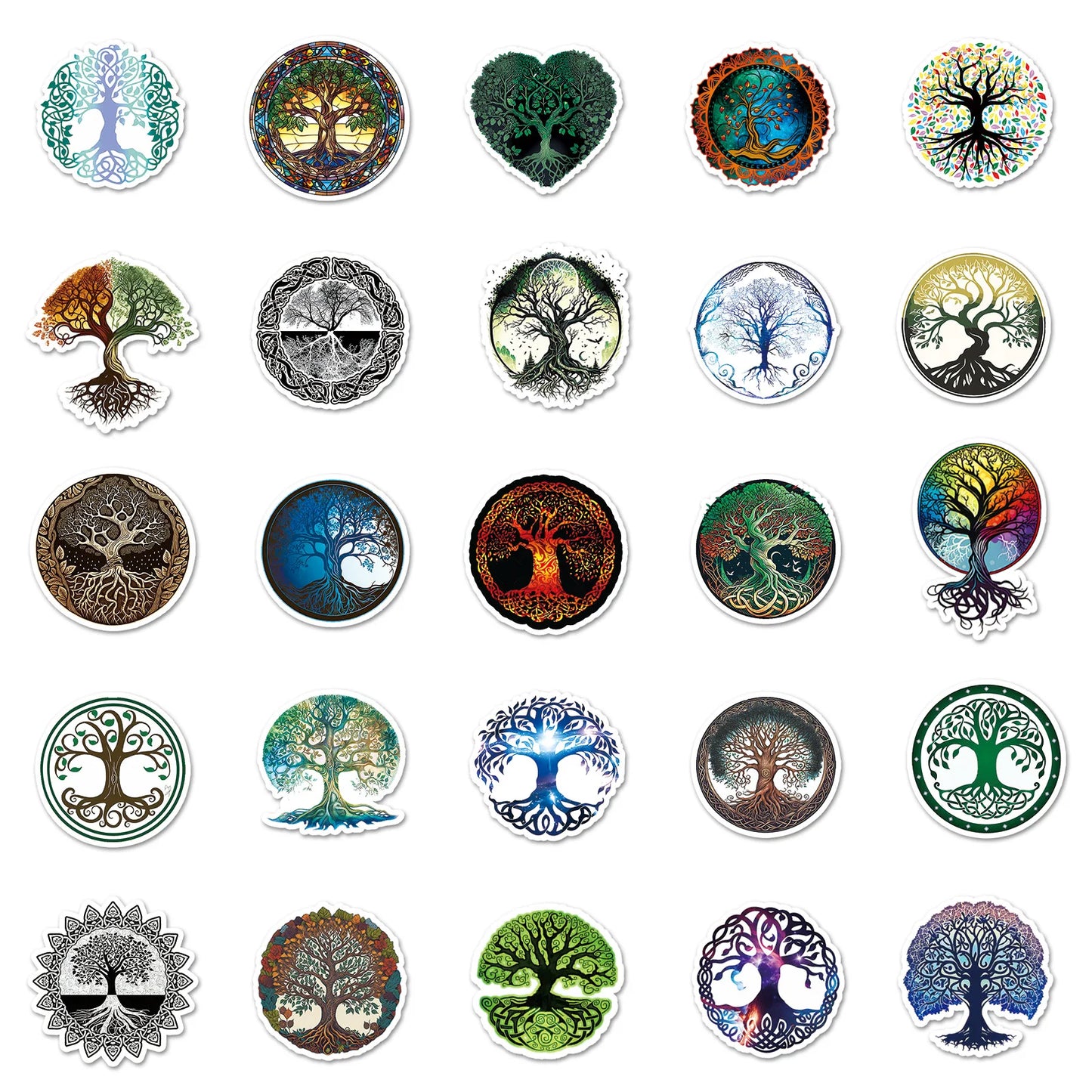 50/100Pcs INS Novelty Cute Kawaii Life Tree Series Stickers PVC Waterproof Stickers Decals For Kids Boys Girls Toys Gifts