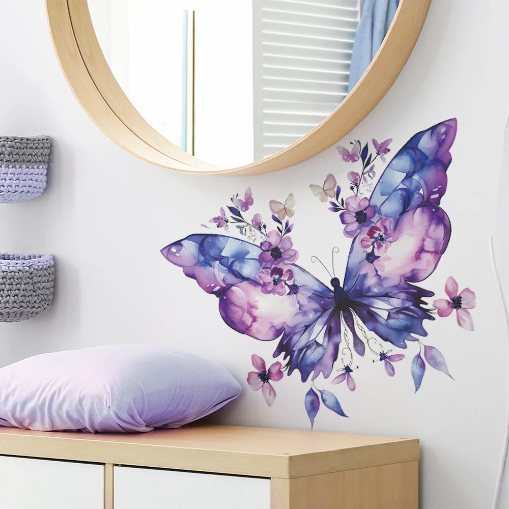 Purple Butterfly Wall Stickers - Self-adhesive Home Decor Mural
