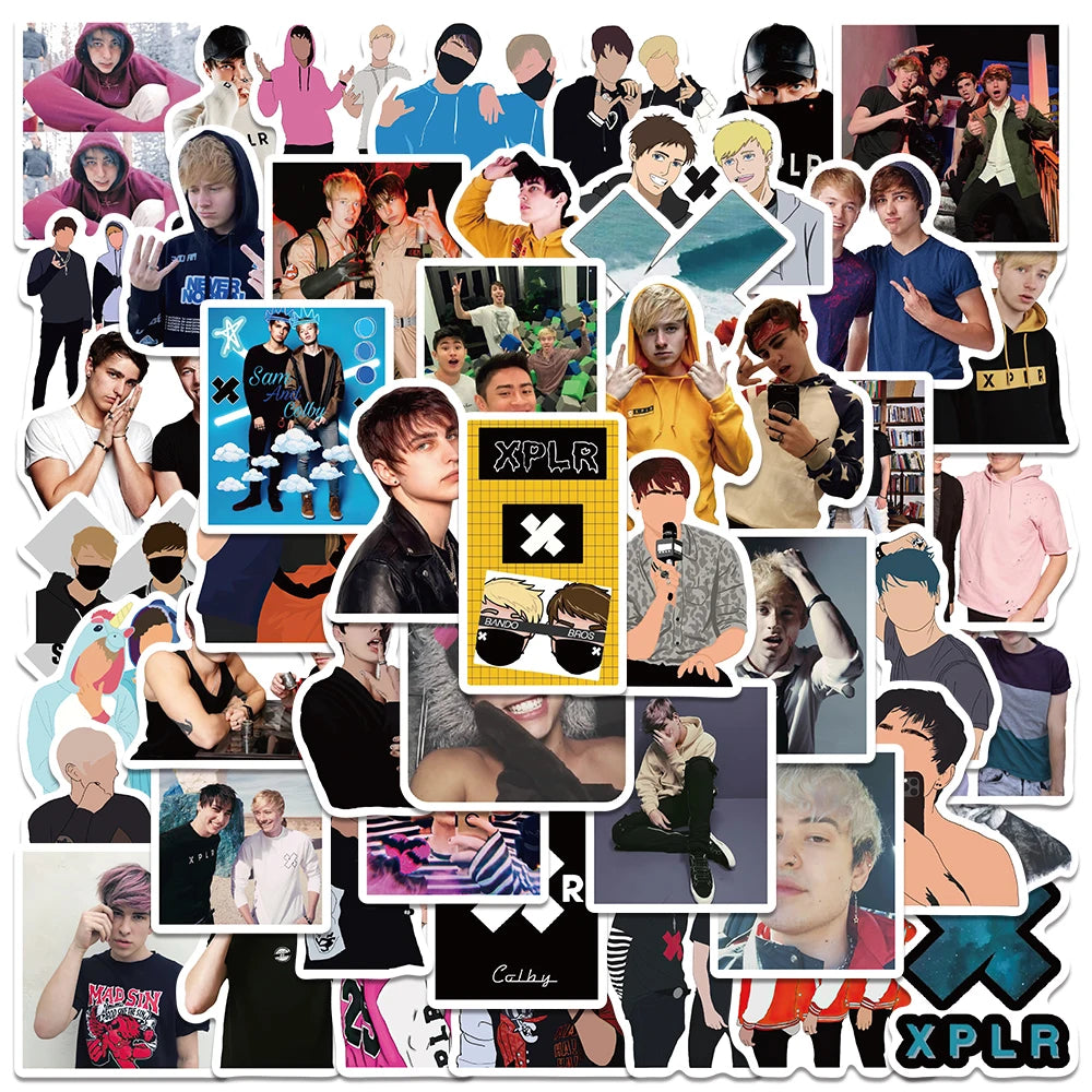 50PCS Sam and Colby Sticker Pack: Waterproof Decals for Bottle, Phone, Notebook, Luggage, Car