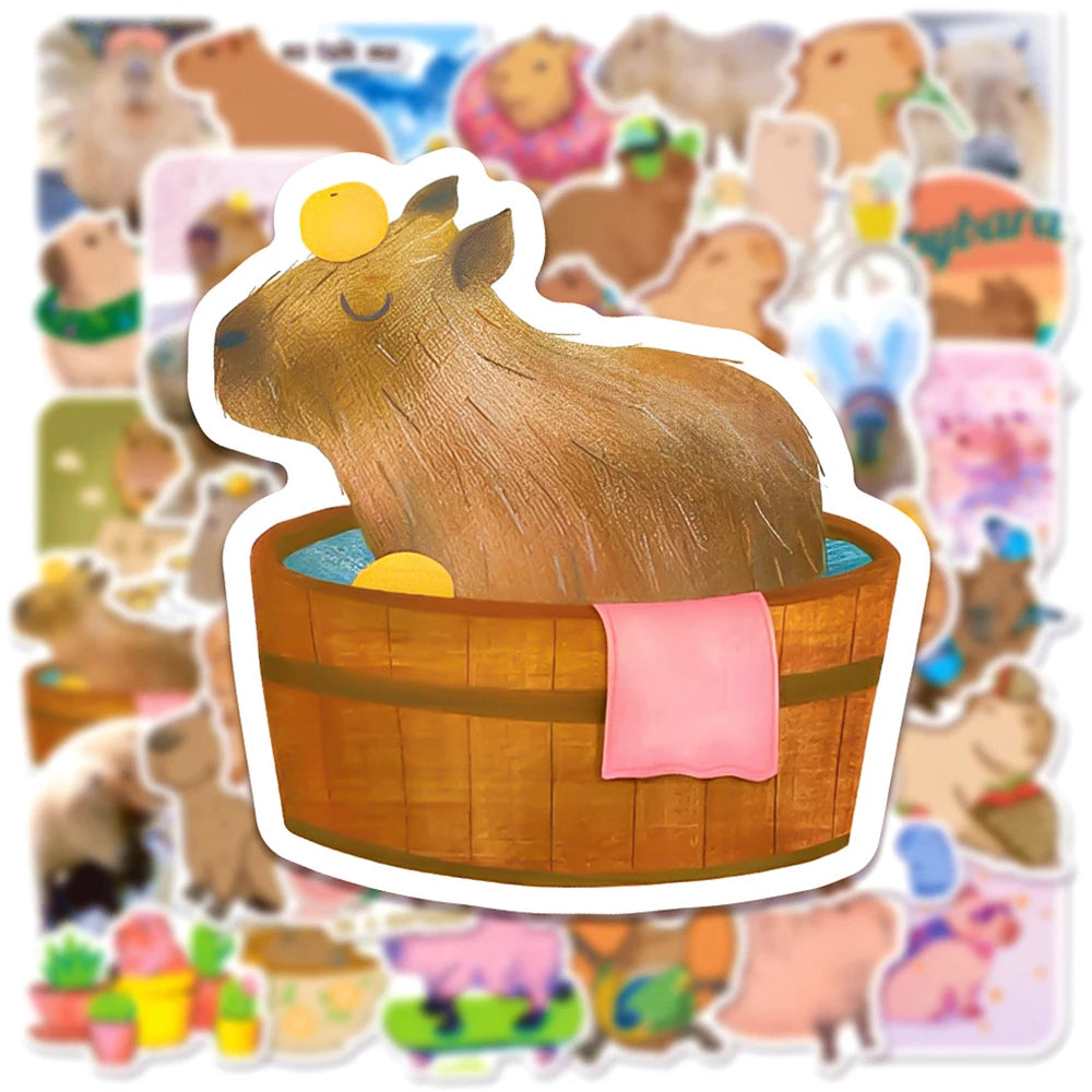 10/30/50PCS Funny Capybara Sticker Cute Cartoon Decals Toys For Kids DIY Stationery Laptop Phone Scrapbook Guitar Bike Sticker