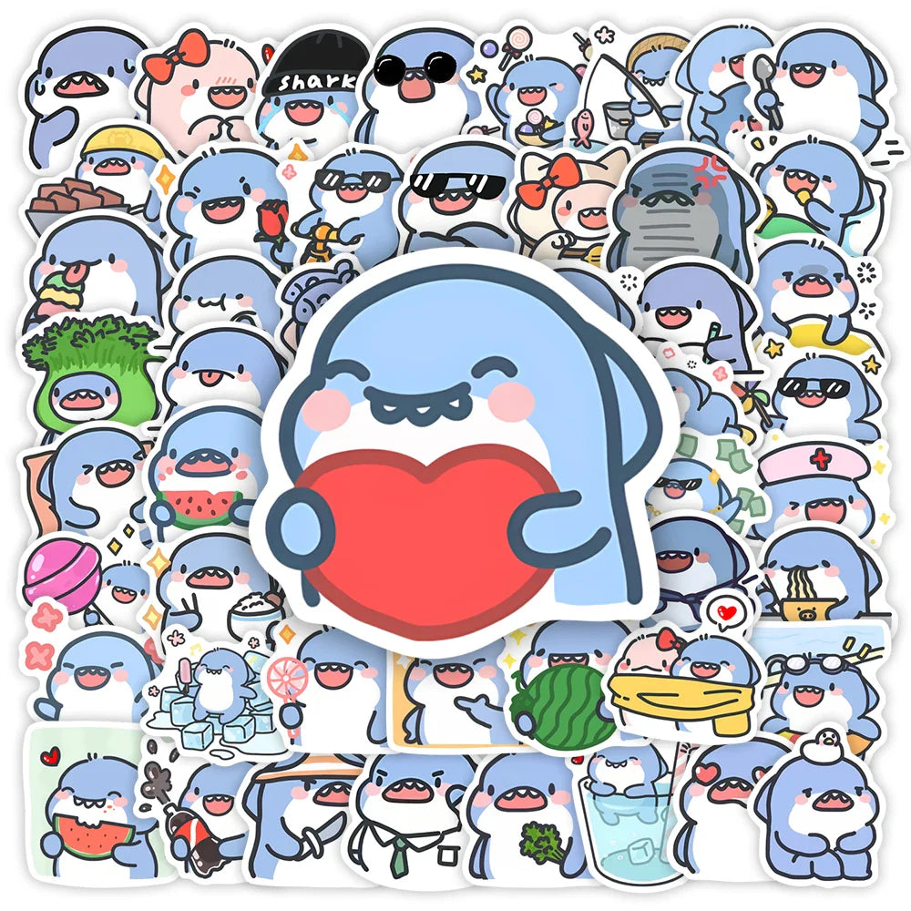 Cute Shark Animated Clipart Stickers Animals DIY Gift Toys Decal Laptop Scrapbook Decorative Phone Bottles Luggage Waterproof