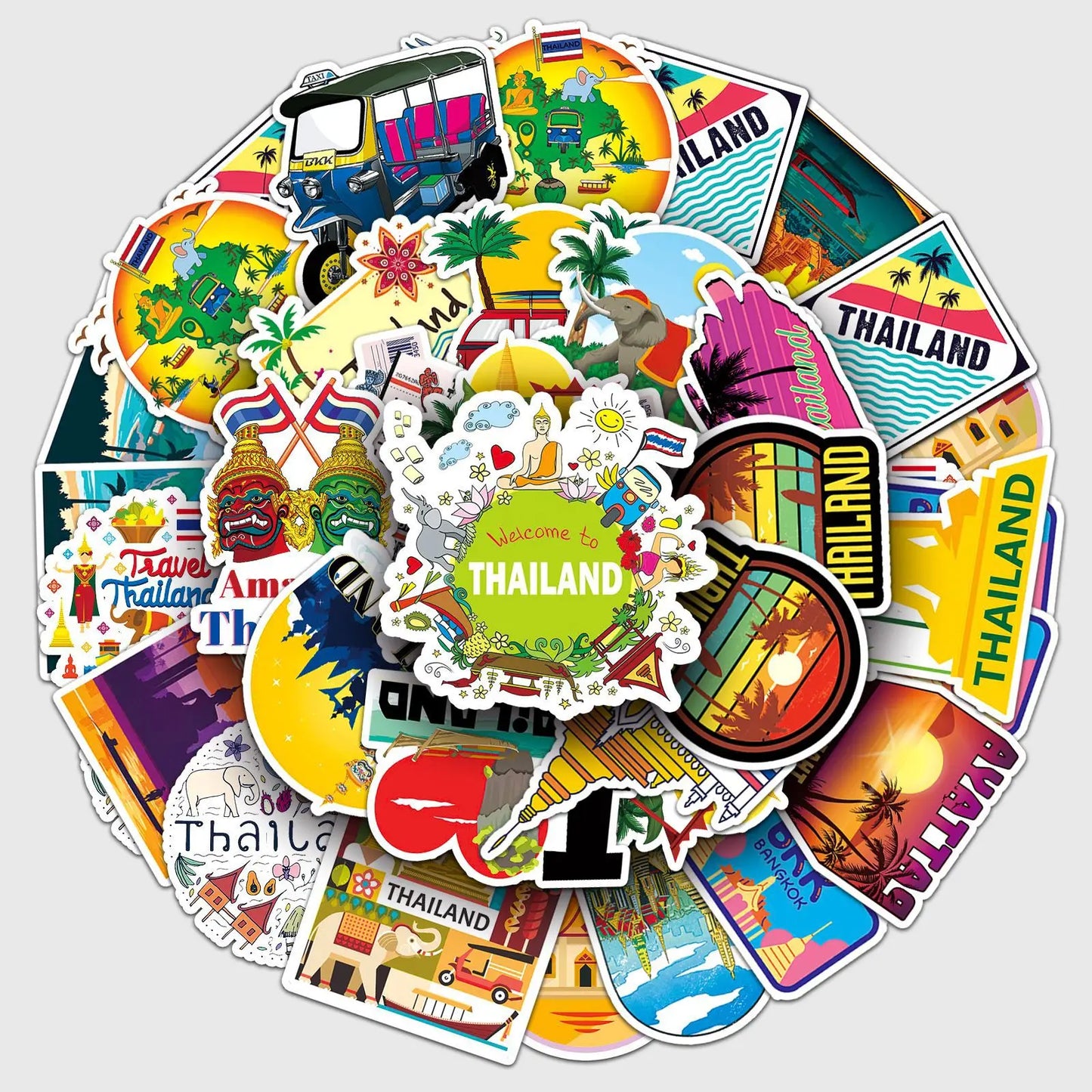 Thailand Scenery Cartoon Stickers for Laptop Luggage Skateboard - 10/30/50PCS Fun Gift