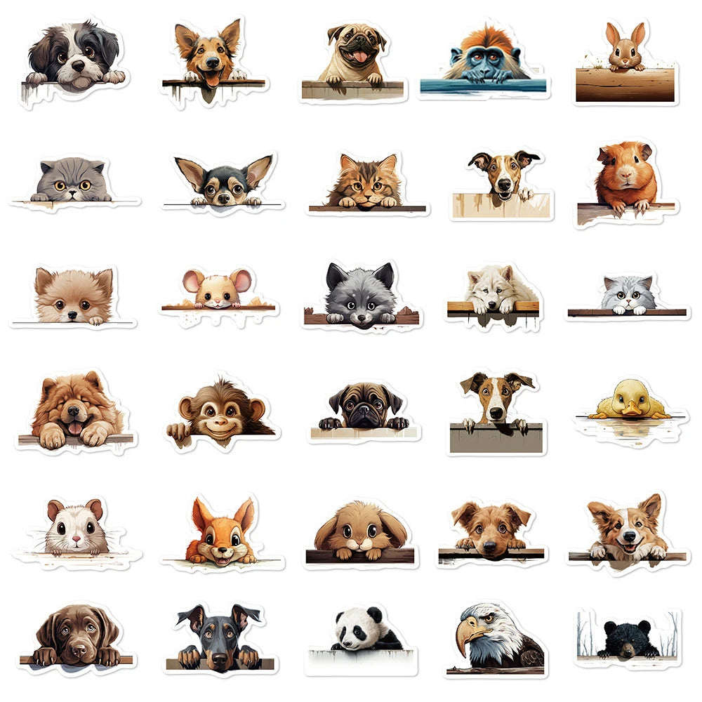 10/30/60pcs Funny Meme Cute Animal Dog Cat Stickers Decals Kids Toy Laptop Phone Water Bottle Suitcase Guitar Decoration Sticker