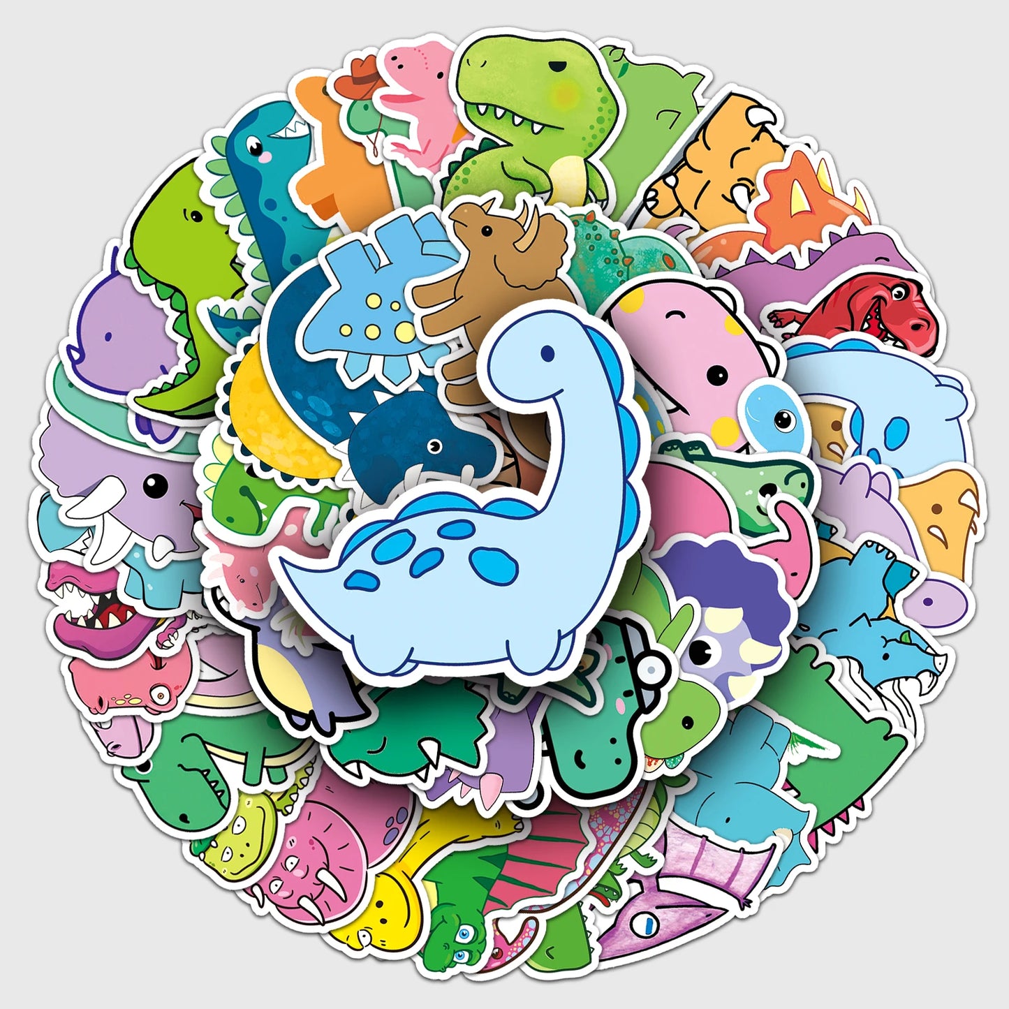 50Pcs Dinosaur Cartoon Waterproof Vinyl Stickers for Skateboard Snowboard