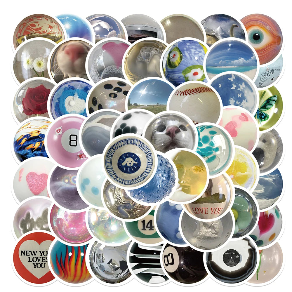 Cute Glass Bead Stickers Cat Eyes Cartoon Decals DIY Phone Skateboard Suitcase Helmet