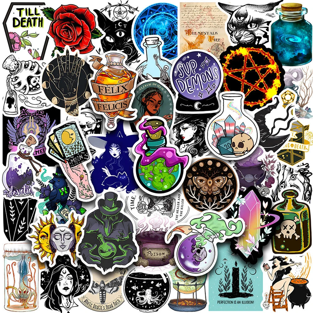 10/30/50ocs Art Magic Witch Apothecary Lucky Crystal Stickers Aesthetic Decal Motorcycle Skateboard Laptop Luggage Car Sticker