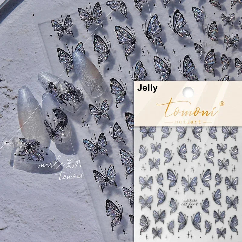 5D Butterfly Flower Heart Nail Art Stickers Decals