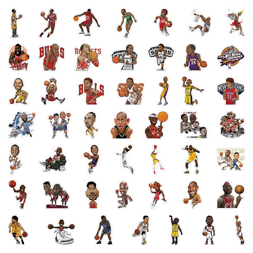 10/30/50PCS New Basketball Star Sticker Cartoon Graffiti iPad Helmet Car Water Cup Guitar DIY Scrapbook Toy Decoration Wholesale