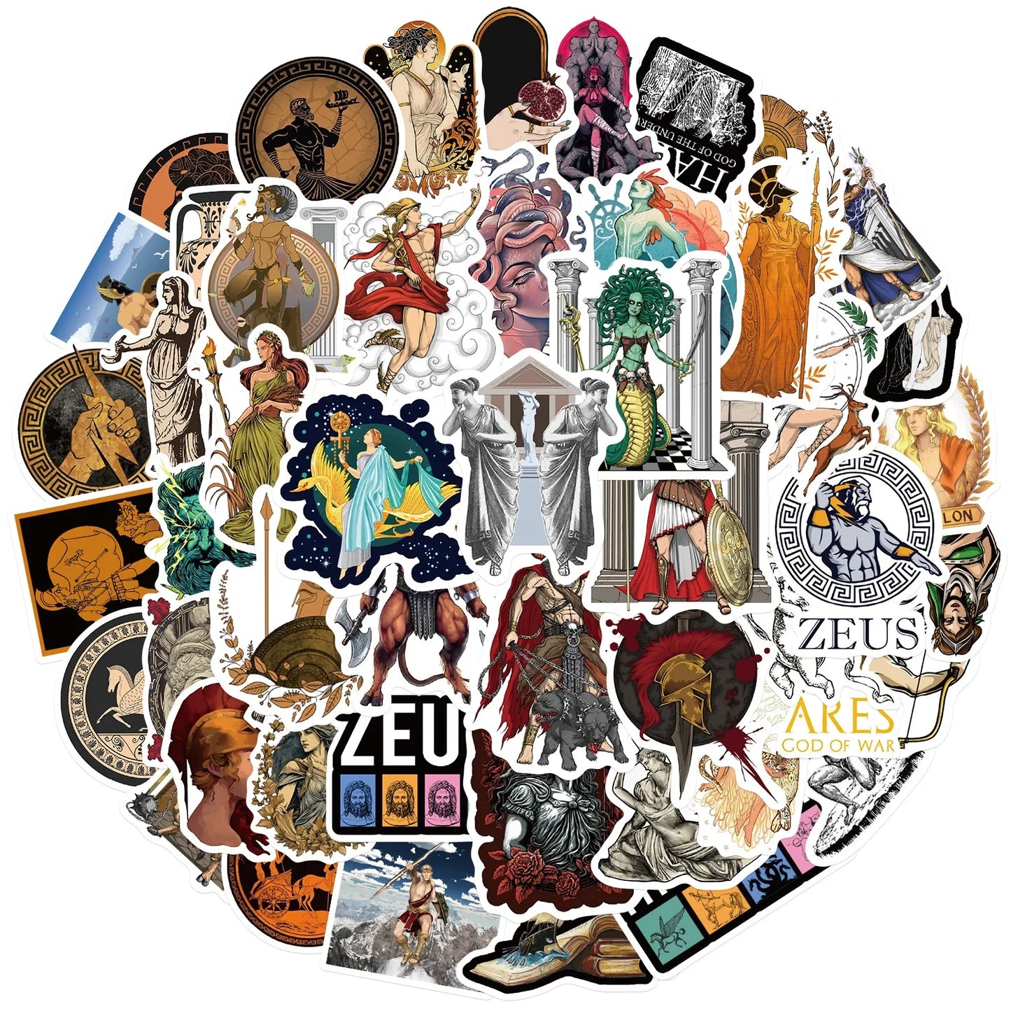 Greek Mythology Aesthetic Stickers: 10/30/50pcs for Suitcase, Skateboard, Laptop, Luggage, Phone, Car, DIY Decal
