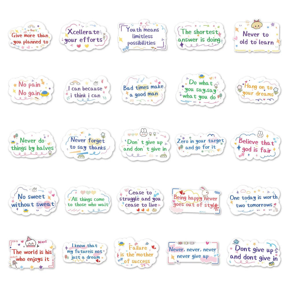 10/50pcs Motivational Phrases Sticker Inspirational Life Quotes DIY Stationery Laptop Study Room Scrapbooking Graffiti Decals