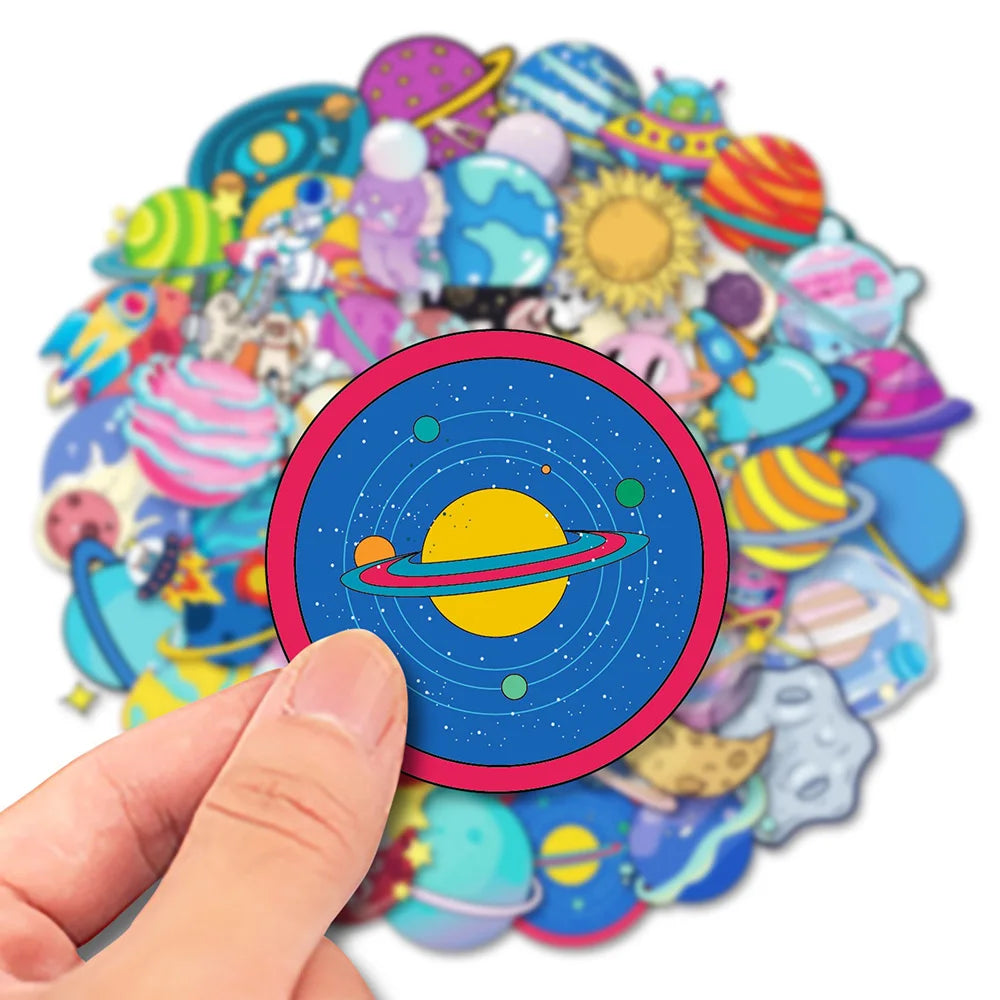 Cosmic Planet Cartoon Stickers for Laptop Luggage Skateboard 10/30/50PCS