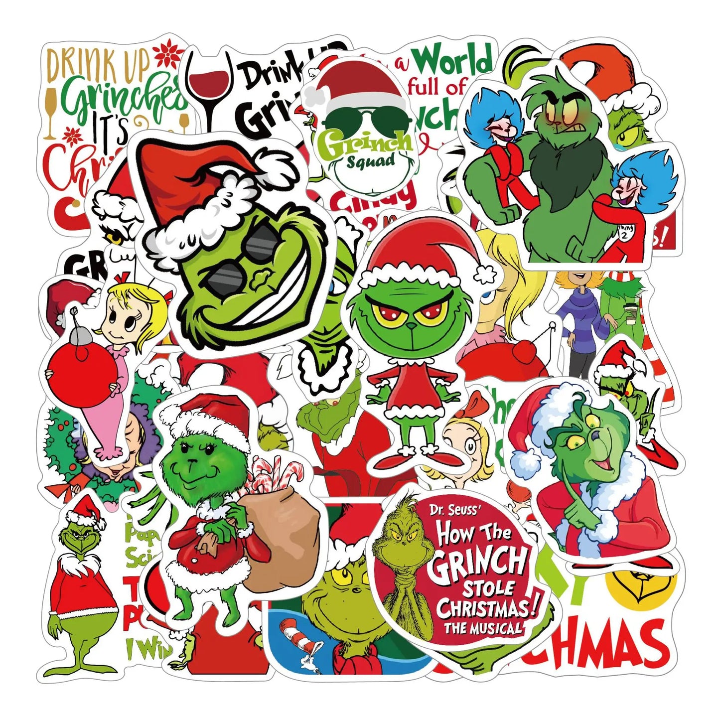 Grinch Movie Stickers: Christmas Decals for Laptops & More