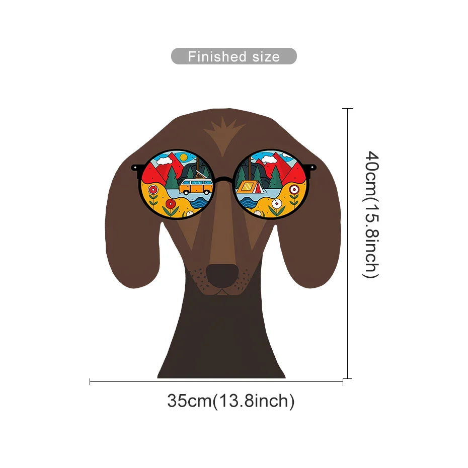 Cute Dog Glasses Wall Sticker Vinyl Art Decor for Kids Room