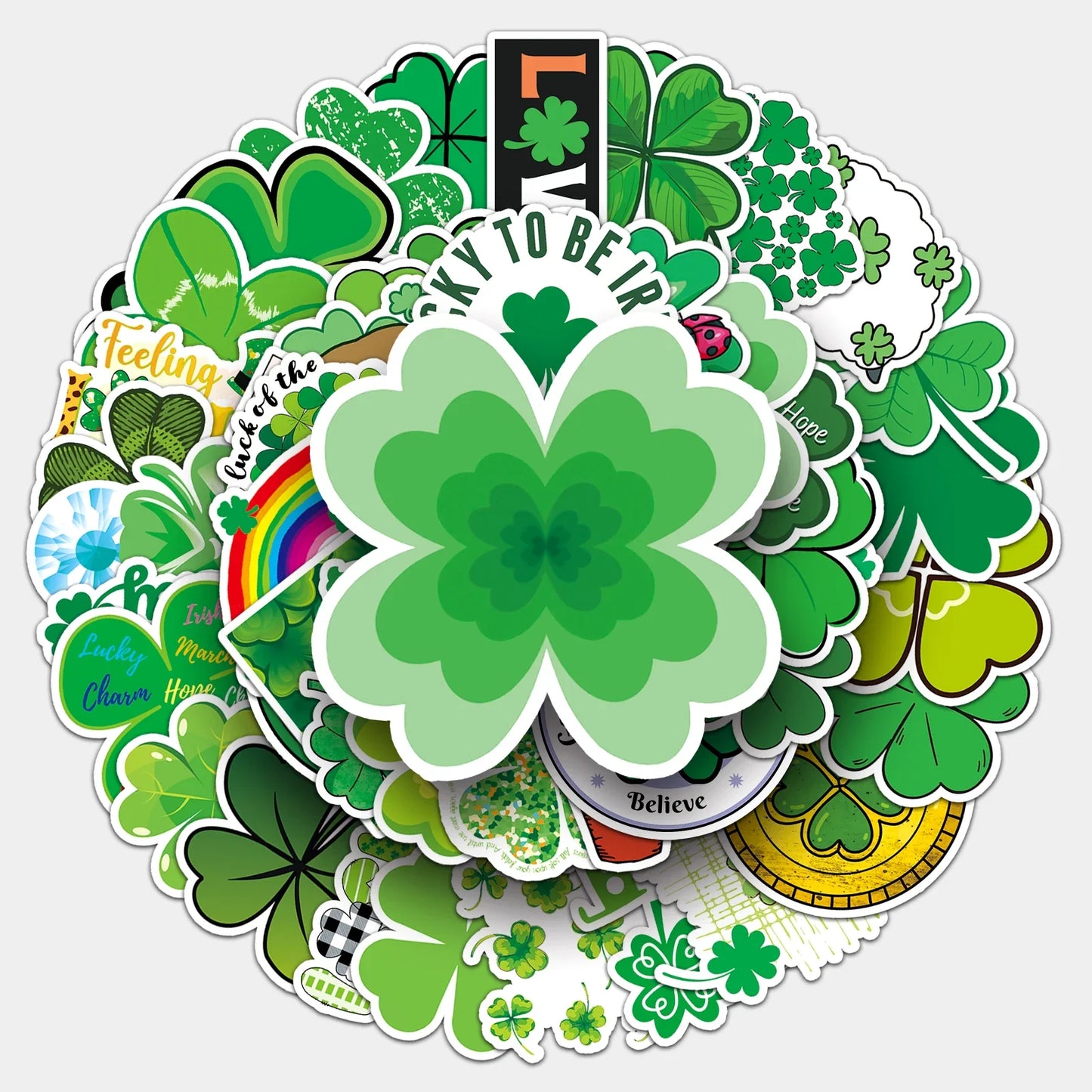 50Pcs Lucky Clover Cartoon Waterproof Vinyl Stickers for Skateboard Snowboard