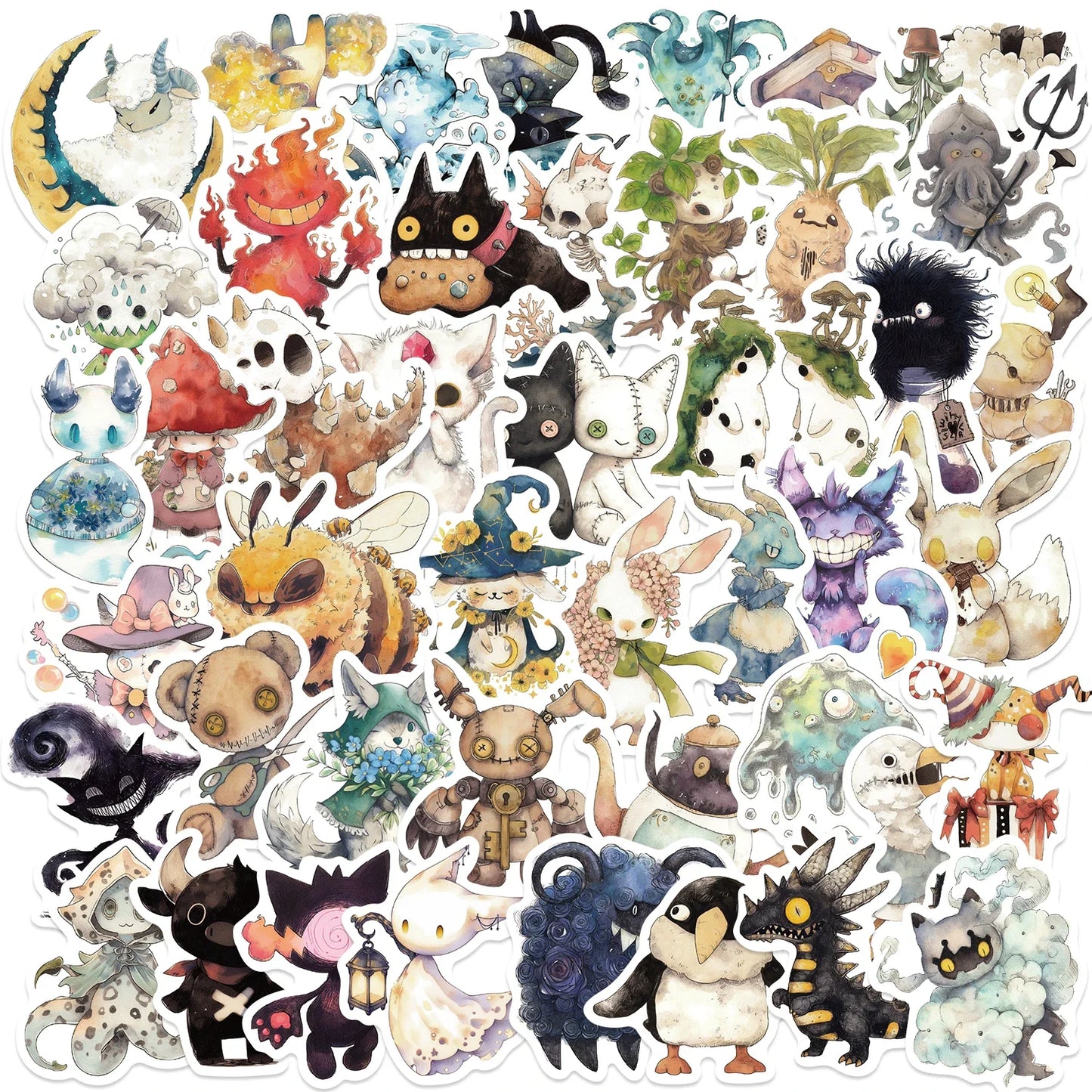 50pcs Fairy Tale Monster Stickers Waterproof Laptop Phone
