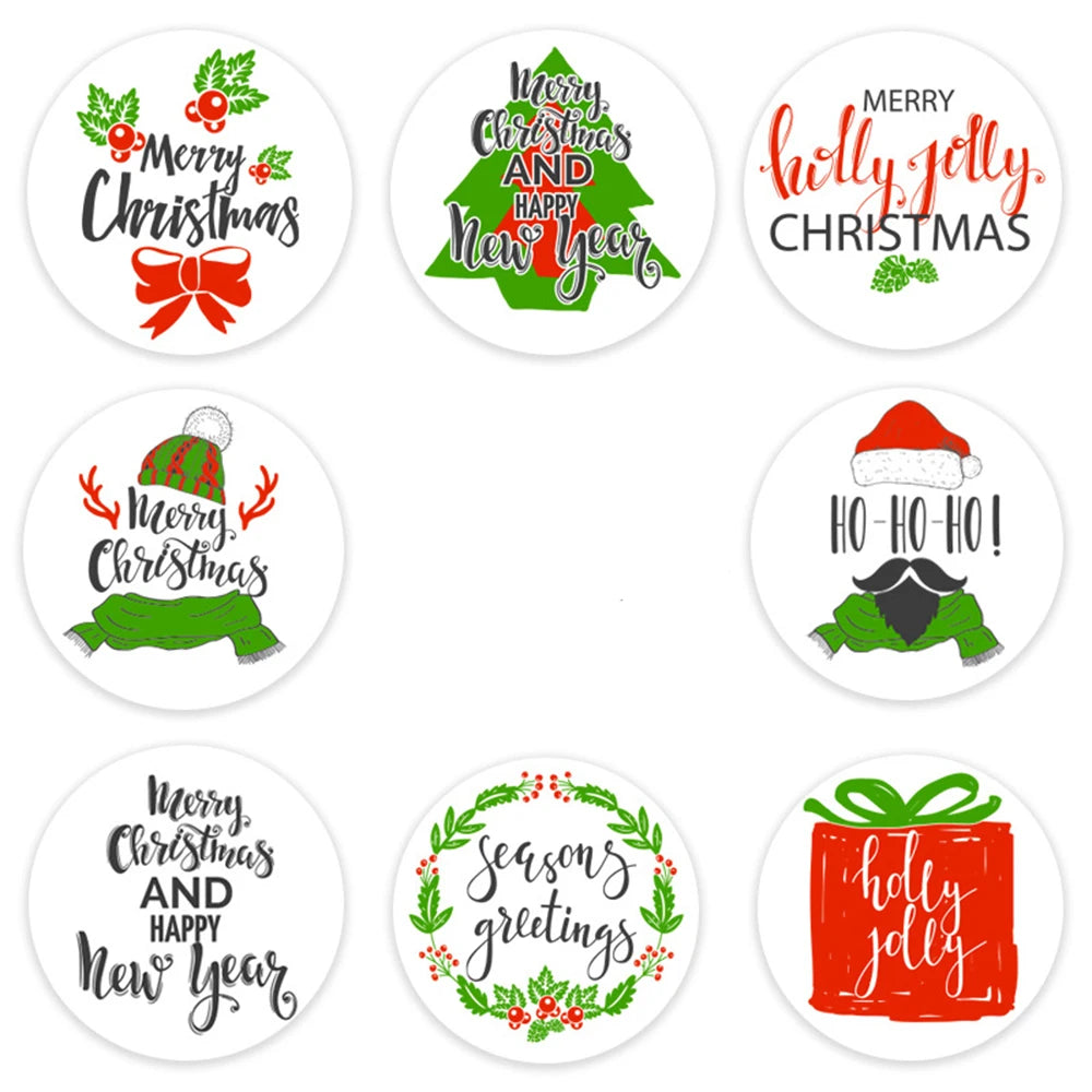 100-500pcs Merry Christmas Gift Box Decoration Seal Sticker Home Party Supplies Envelope Label Scrapbook Stickers