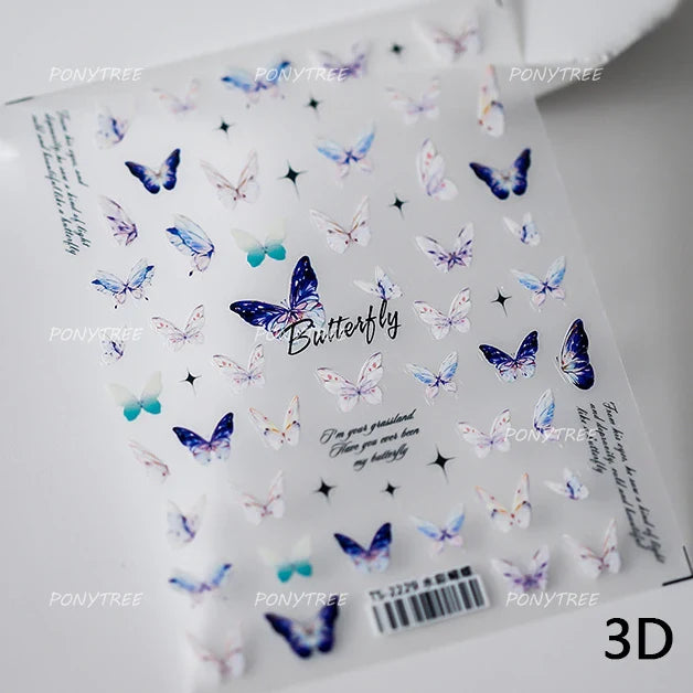 Steampunk Butterfly Nail Art Stickers Gold Green Decals