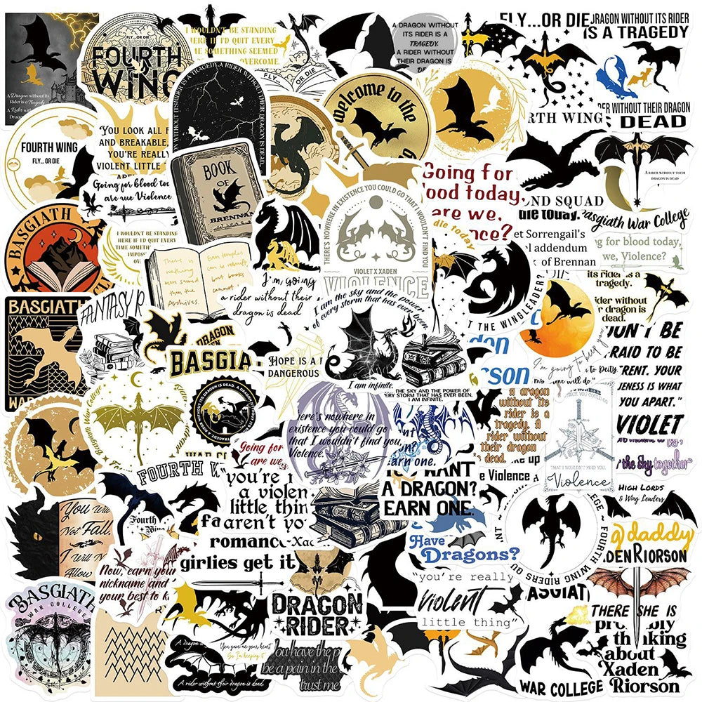 Fantasy Novel Fourth Wing Stickers Pack - Laptop, Fridge, Phone, Scrapbook, Graffiti Gift
