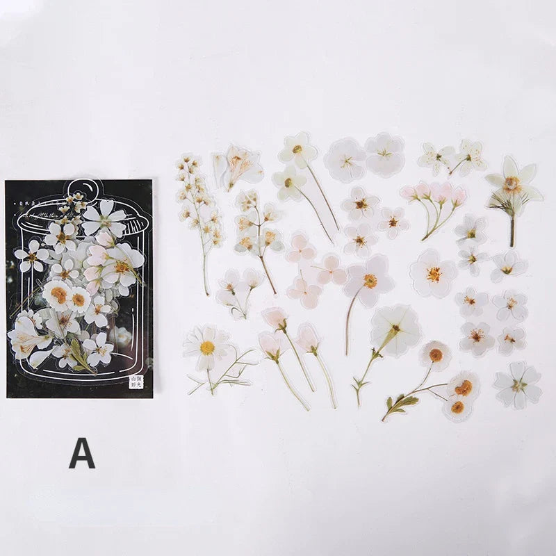 40Pcs Fresh Flower Stickers - Cute Decorative Stationery Stickers