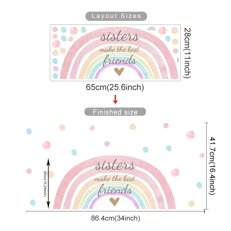 Rainbow Love Dot Wall Stickers - Creative Living Room Decoration