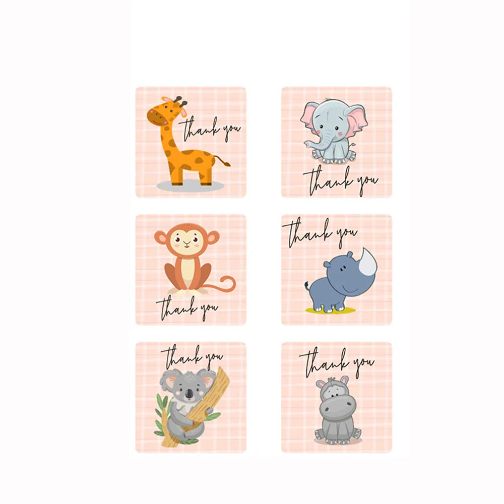 Cartoon Animal Thank You Stickers for Gifts & Business