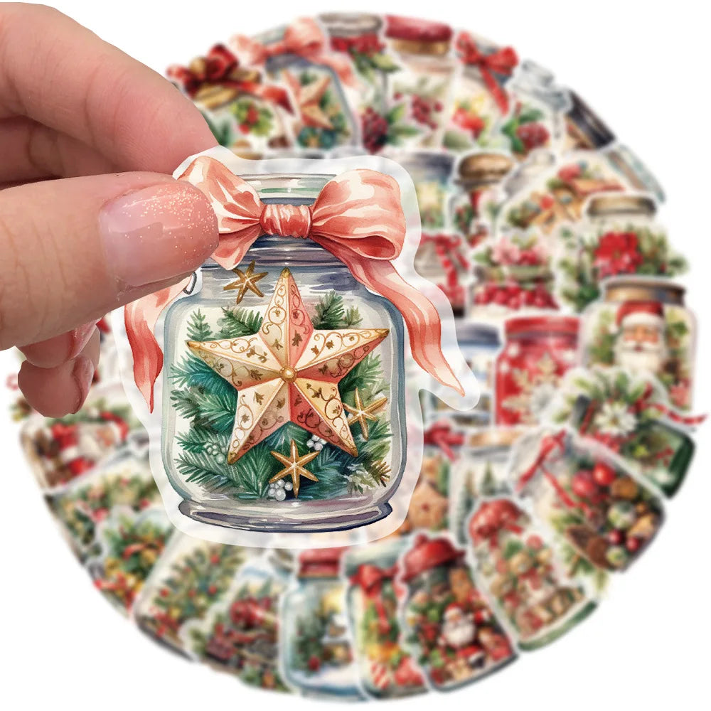 10/30/50PCS Cute Christmas Wishing Bottle Stickers Cartoon Santa Claus Decals Party Decoration Laptop Phone Luggage Fridge Gifts