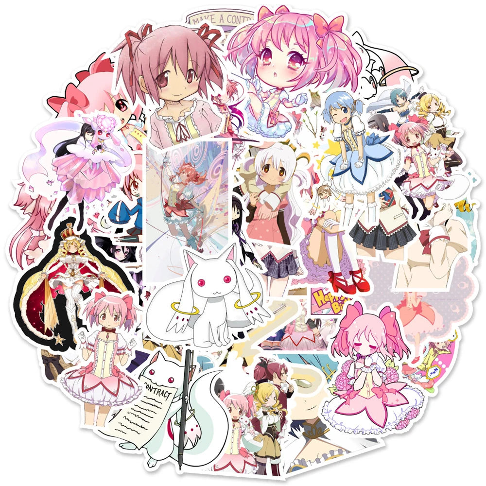 Madoka Magica Anime Stickers: 10/30/50pcs Waterproof PVC Decals for Laptop, Phone, Motorcycle, Suitcase, DIY Toys